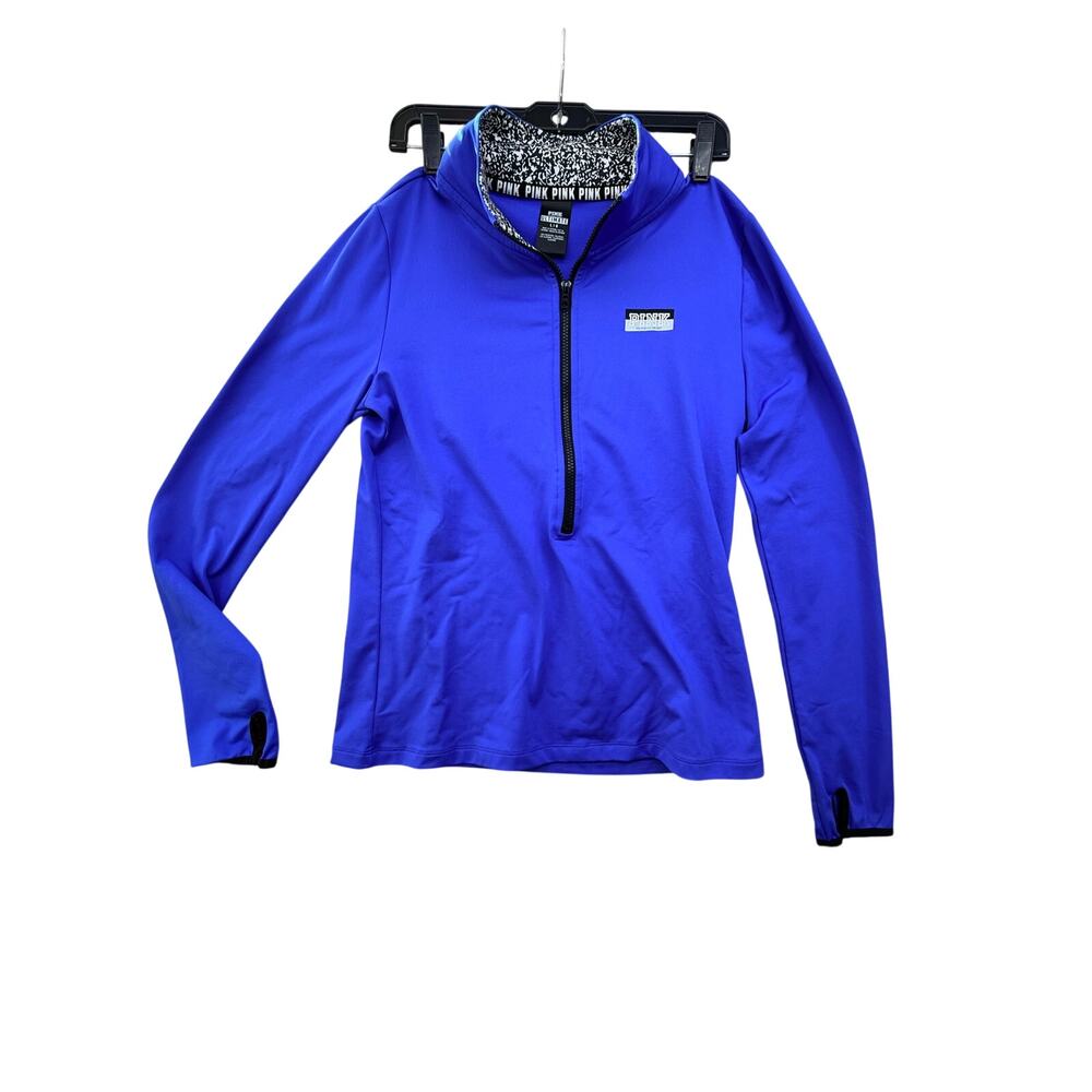 PINK Victoria’s Secret Ultimate Quarter Zip Pullover Womens Large Blue Athletic